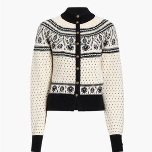 KHAITE Black and Cream Patterned Cardigan